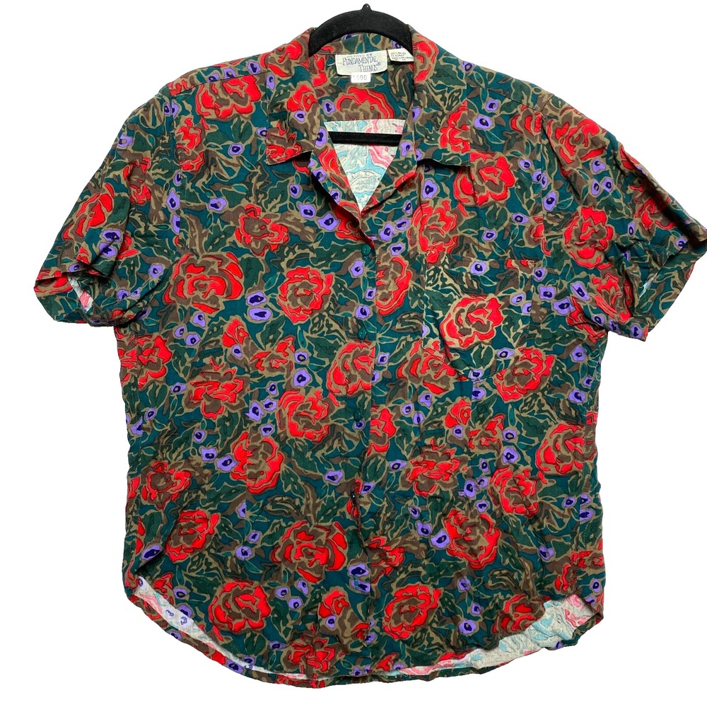 VINTAGE Fundamental Things Shirts Womens 14 Multicolor Floral Button Up
